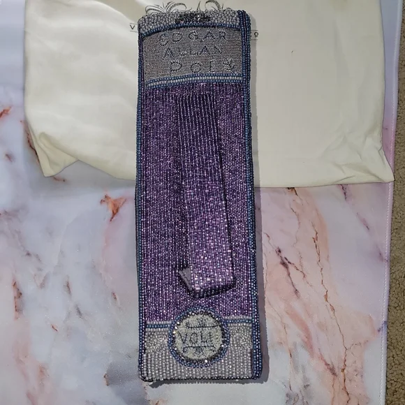 Hopeless Romantic Edgar Allen Poe The Raven Beaded Book Shaped Purse - Picture 4 of 10